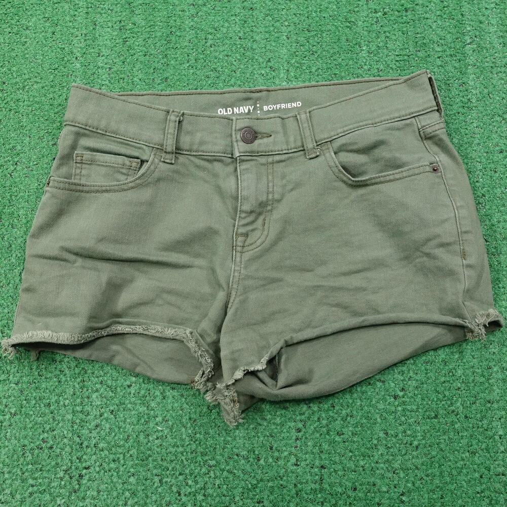 Old‎ Navy Boyfriend Shorts Womens 6 Regular Green Frayed Hem Casual Denim Jean